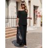 image:imageEkouaer Lounge Sets for Women Off Shoulder Short Sleeve Tops and Long Pants 2 Piece Set Summer Soft Matching OutfitBlack