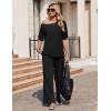image:imageEkouaer Lounge Sets for Women Off Shoulder Short Sleeve Tops and Long Pants 2 Piece Set Summer Soft Matching OutfitBlack