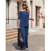 image:imageEkouaer Lounge Sets for Women Off Shoulder Short Sleeve Tops and Long Pants 2 Piece Set Summer Soft Matching OutfitBlue