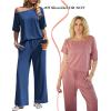 image:imageEkouaer Lounge Sets for Women Off Shoulder Short Sleeve Tops and Long Pants 2 Piece Set Summer Soft Matching OutfitBlue