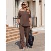 image:imageEkouaer Lounge Sets for Women Off Shoulder Short Sleeve Tops and Long Pants 2 Piece Set Summer Soft Matching OutfitBrown