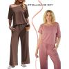 image:imageEkouaer Lounge Sets for Women Off Shoulder Short Sleeve Tops and Long Pants 2 Piece Set Summer Soft Matching OutfitBrown