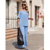 image:imageEkouaer Lounge Sets for Women Off Shoulder Short Sleeve Tops and Long Pants 2 Piece Set Summer Soft Matching OutfitClear Blue