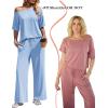 image:imageEkouaer Lounge Sets for Women Off Shoulder Short Sleeve Tops and Long Pants 2 Piece Set Summer Soft Matching OutfitClear Blue