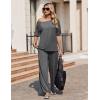 image:imageEkouaer Lounge Sets for Women Off Shoulder Short Sleeve Tops and Long Pants 2 Piece Set Summer Soft Matching OutfitDark Gray