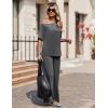 image:imageEkouaer Lounge Sets for Women Off Shoulder Short Sleeve Tops and Long Pants 2 Piece Set Summer Soft Matching OutfitDark Gray