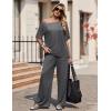 image:imageEkouaer Lounge Sets for Women Off Shoulder Short Sleeve Tops and Long Pants 2 Piece Set Summer Soft Matching OutfitDark Gray