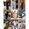 image:imageEkouaer Lounge Sets for Women Off Shoulder Short Sleeve Tops and Long Pants 2 Piece Set Summer Soft Matching OutfitLight Gray