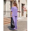image:imageEkouaer Lounge Sets for Women Off Shoulder Short Sleeve Tops and Long Pants 2 Piece Set Summer Soft Matching OutfitLilac