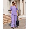 image:imageEkouaer Lounge Sets for Women Off Shoulder Short Sleeve Tops and Long Pants 2 Piece Set Summer Soft Matching OutfitLilac