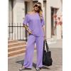 image:imageEkouaer Lounge Sets for Women Off Shoulder Short Sleeve Tops and Long Pants 2 Piece Set Summer Soft Matching OutfitLilac