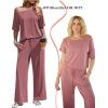 image:imageEkouaer Lounge Sets for Women Off Shoulder Short Sleeve Tops and Long Pants 2 Piece Set Summer Soft Matching OutfitOld Rose