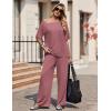 image:imageEkouaer Lounge Sets for Women Off Shoulder Short Sleeve Tops and Long Pants 2 Piece Set Summer Soft Matching OutfitOld Rose