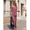 image:imageEkouaer Lounge Sets for Women Off Shoulder Short Sleeve Tops and Long Pants 2 Piece Set Summer Soft Matching OutfitOld Rose