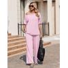 image:imageEkouaer Lounge Sets for Women Off Shoulder Short Sleeve Tops and Long Pants 2 Piece Set Summer Soft Matching OutfitPink