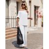 image:imageEkouaer Lounge Sets for Women Off Shoulder Short Sleeve Tops and Long Pants 2 Piece Set Summer Soft Matching OutfitWhite