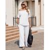 image:imageEkouaer Lounge Sets for Women Off Shoulder Short Sleeve Tops and Long Pants 2 Piece Set Summer Soft Matching OutfitWhite