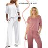 image:imageEkouaer Lounge Sets for Women Off Shoulder Short Sleeve Tops and Long Pants 2 Piece Set Summer Soft Matching OutfitWhite