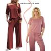 image:imageEkouaer Lounge Sets for Women Off Shoulder Short Sleeve Tops and Long Pants 2 Piece Set Summer Soft Matching OutfitWine Red
