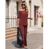 image:imageEkouaer Lounge Sets for Women Off Shoulder Short Sleeve Tops and Long Pants 2 Piece Set Summer Soft Matching OutfitWine Red