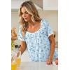image:imageEkouaer Nightgowns for Women Lace Trim Sleep Shirts Short Sleeve Night Shirts With Pockets Night Gown Ruffled Sleep DressBlue Floral