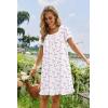 image:imageEkouaer Nightgowns for Women Lace Trim Sleep Shirts Short Sleeve Night Shirts With Pockets Night Gown Ruffled Sleep DressWhite Flowers