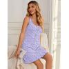 image:imageEkouaer Nightgowns for Women Sexy Sleep Shirts Sleeveless Sleep Dress V Neck Night Shirts Pleated ChemisePurple Floral