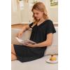 image:imageEkouaer Nightgowns for Women V Neck Sleepshirt Short Sleeve Nightdress Lace Trim Night Gown House Dress with PocketsBlack