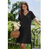 image:imageEkouaer Nightgowns for Women V Neck Sleepshirt Short Sleeve Nightdress Lace Trim Night Gown House Dress with PocketsBlack