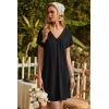 image:imageEkouaer Nightgowns for Women V Neck Sleepshirt Short Sleeve Nightdress Lace Trim Night Gown House Dress with PocketsBlack