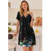image:imageEkouaer Nightgowns for Women V Neck Sleepshirt Short Sleeve Nightdress Lace Trim Night Gown House Dress with PocketsBlack Flowers