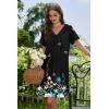 image:imageEkouaer Nightgowns for Women V Neck Sleepshirt Short Sleeve Nightdress Lace Trim Night Gown House Dress with PocketsBlack Flowers