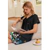 image:imageEkouaer Nightgowns for Women V Neck Sleepshirt Short Sleeve Nightdress Lace Trim Night Gown House Dress with PocketsBlack Flowers