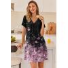 image:imageEkouaer Nightgowns for Women V Neck Sleepshirt Short Sleeve Nightdress Lace Trim Night Gown House Dress with PocketsBlack Sakura