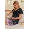 image:imageEkouaer Nightgowns for Women V Neck Sleepshirt Short Sleeve Nightdress Lace Trim Night Gown House Dress with PocketsBlack Sakura
