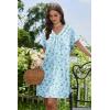image:imageEkouaer Nightgowns for Women V Neck Sleepshirt Short Sleeve Nightdress Lace Trim Night Gown House Dress with PocketsBlue Floral