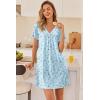 image:imageEkouaer Nightgowns for Women V Neck Sleepshirt Short Sleeve Nightdress Lace Trim Night Gown House Dress with PocketsBlue Floral