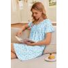 image:imageEkouaer Nightgowns for Women V Neck Sleepshirt Short Sleeve Nightdress Lace Trim Night Gown House Dress with PocketsBlue Floral