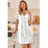 image:imageEkouaer Nightgowns for Women V Neck Sleepshirt Short Sleeve Nightdress Lace Trim Night Gown House Dress with PocketsColorful Flowers