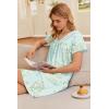image:imageEkouaer Nightgowns for Women V Neck Sleepshirt Short Sleeve Nightdress Lace Trim Night Gown House Dress with PocketsGreen Daisy