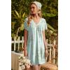 image:imageEkouaer Nightgowns for Women V Neck Sleepshirt Short Sleeve Nightdress Lace Trim Night Gown House Dress with PocketsGreen Daisy