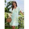 image:imageEkouaer Nightgowns for Women V Neck Sleepshirt Short Sleeve Nightdress Lace Trim Night Gown House Dress with PocketsGreen Daisy