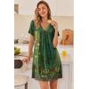 image:imageEkouaer Nightgowns for Women V Neck Sleepshirt Short Sleeve Nightdress Lace Trim Night Gown House Dress with PocketsGreen Flowers
