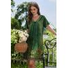 image:imageEkouaer Nightgowns for Women V Neck Sleepshirt Short Sleeve Nightdress Lace Trim Night Gown House Dress with PocketsGreen Flowers