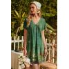 image:imageEkouaer Nightgowns for Women V Neck Sleepshirt Short Sleeve Nightdress Lace Trim Night Gown House Dress with PocketsGreen Flowers