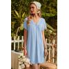 image:imageEkouaer Nightgowns for Women V Neck Sleepshirt Short Sleeve Nightdress Lace Trim Night Gown House Dress with PocketsLight Blue