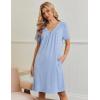 image:imageEkouaer Nightgowns for Women V Neck Sleepshirt Short Sleeve Nightdress Lace Trim Night Gown House Dress with PocketsLight Blue