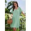 image:imageEkouaer Nightgowns for Women V Neck Sleepshirt Short Sleeve Nightdress Lace Trim Night Gown House Dress with PocketsLight Green