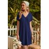 image:imageEkouaer Nightgowns for Women V Neck Sleepshirt Short Sleeve Nightdress Lace Trim Night Gown House Dress with PocketsNavy Blue