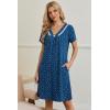 image:imageEkouaer Nightgowns for Women V Neck Sleepshirt Short Sleeve Nightdress Lace Trim Night Gown House Dress with PocketsPuppy Pawprints